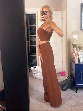 Sadie & Sage Brown Crop Cami and Wide-Leg Pants Set